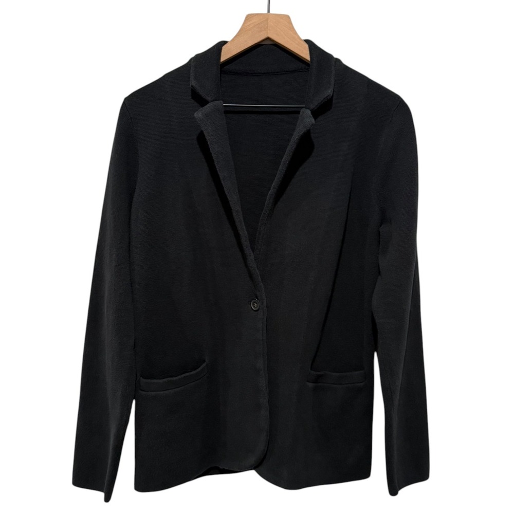 J. Crew Schoolboy Sweater Blazer Women Sz M Black 100% Cotton Preppy Academia